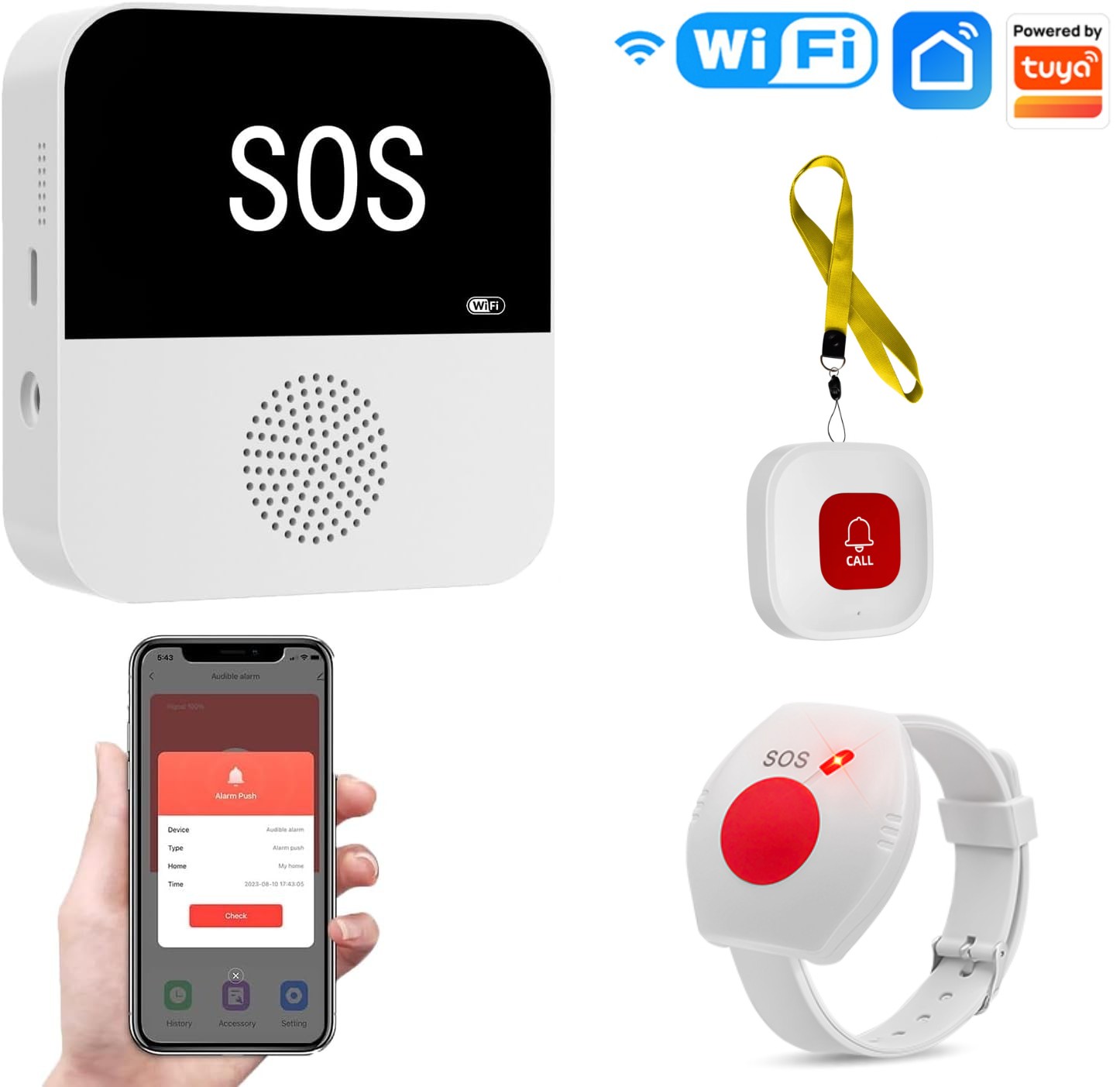 Home Assistant Tuya - Wireless WiFi Elderly Caregiver Pager SOS